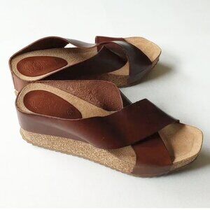 Cork & Leather Wedge Platform Sandals 40 Made in Spain US 9.5